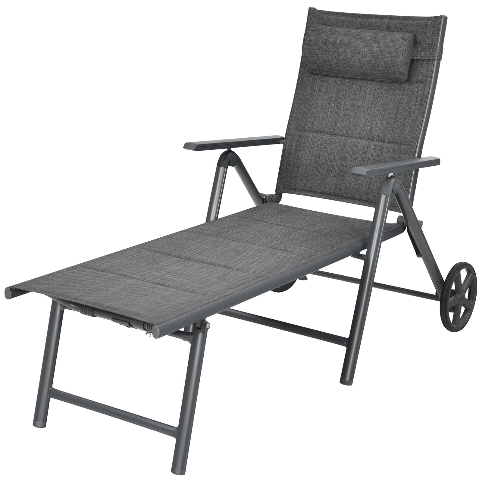 Tangkula Outdoor Folding Padded Lounge Chair W/ 7-Position Backrest